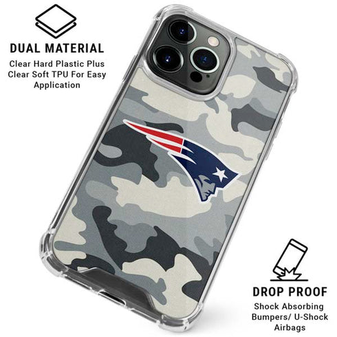 NFL New England Patriots Camo iPhone 16 Pro Clear Case