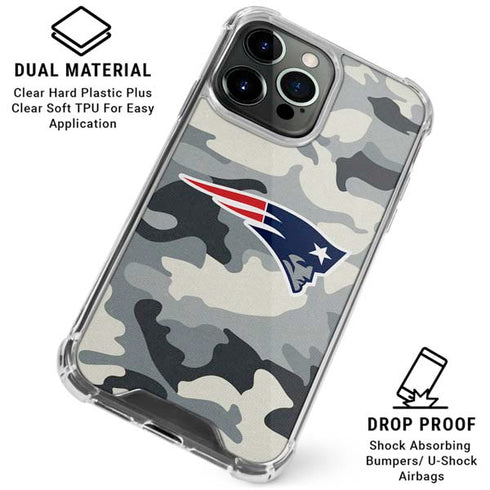NFL New England Patriots Camo iPhone 16 Pro Max Clear Case