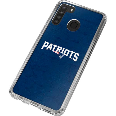 NFL New England Patriots Distressed Galaxy A21 Clear Case