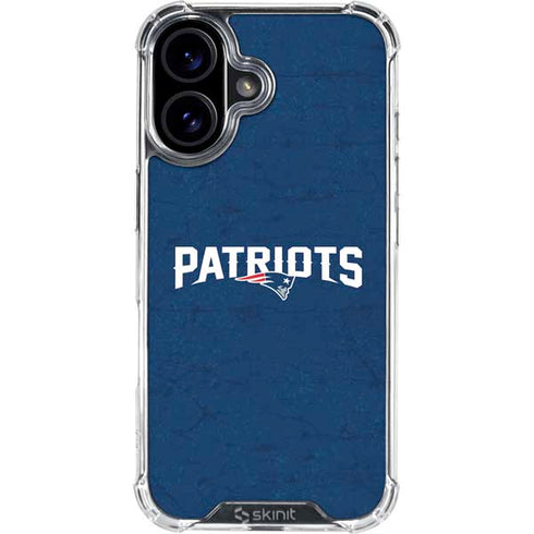 NFL New England Patriots Distressed iPhone 16 Clear Case