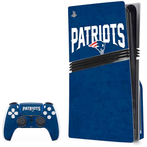 NFL New England Patriots Distressed PS5 Pro Disk Bundle Skin