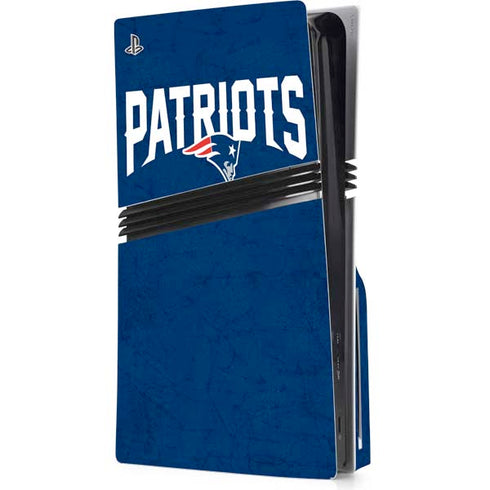 NFL New England Patriots Distressed PS5 Pro Disk Console Skin