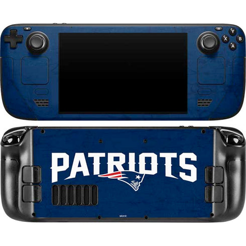 NFL New England Patriots Distressed Steam Deck Handheld Gaming Computer OLED Skin