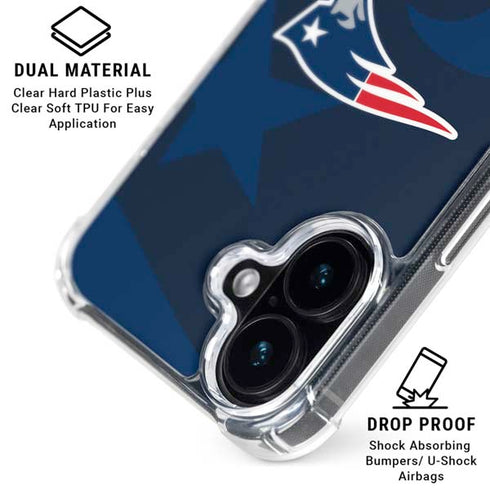 NFL New England Patriots Double Vision iPhone 16 Clear Case