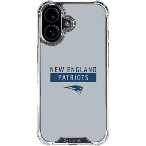 NFL New England Patriots Grey Performance Series iPhone 16 Plus Clear Case