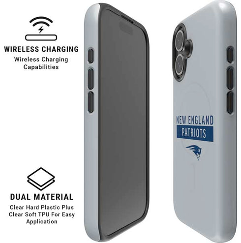 NFL New England Patriots Grey Performance Series iPhone 16 Plus Magsafe Impact Case