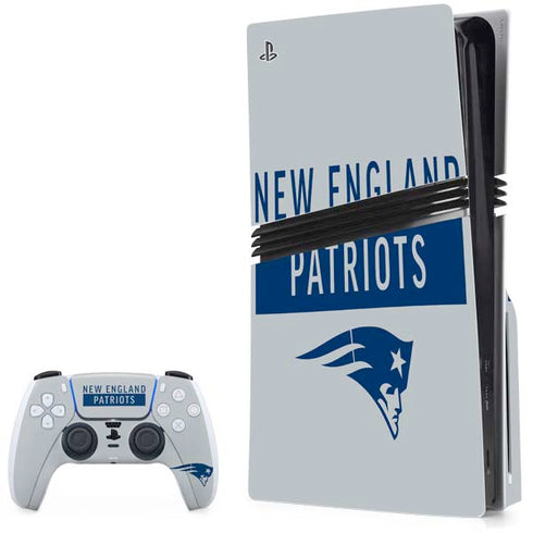 NFL New England Patriots Grey Performance Series PS5 Pro Disk Bundle Skin