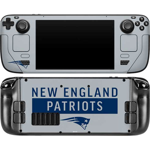 NFL New England Patriots Grey Performance Series Steam Deck Handheld Gaming Computer OLED Skin