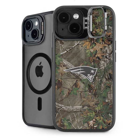 NFL New England Patriots Realtree Xtra Green Camo iPhone 15 Plus Kickstand Case
