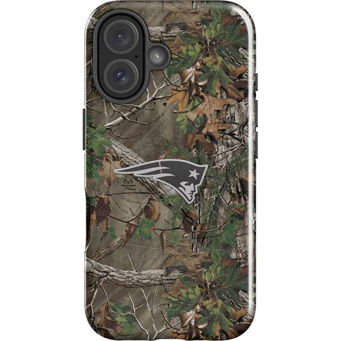 NFL New England Patriots Realtree Xtra Green Camo iPhone 16 Plus Impact Case