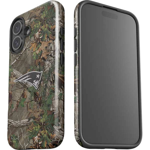 NFL New England Patriots Realtree Xtra Green Camo iPhone 16 Plus Impact Case