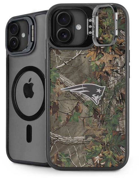 NFL New England Patriots Realtree Xtra Green Camo iPhone 16 Plus Kickstand Case