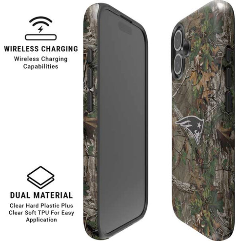 NFL New England Patriots Realtree Xtra Green Camo iPhone 16 Plus Magsafe Impact Case