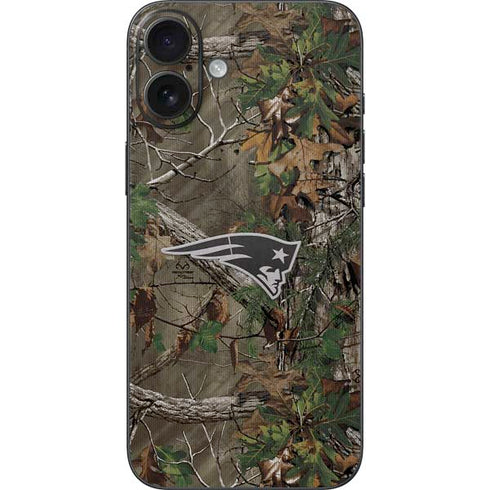 NFL New England Patriots Realtree Xtra Green Camo iPhone 16 Plus Skin