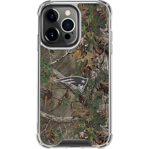NFL New England Patriots Realtree Xtra Green Camo iPhone 16 Pro Clear Case