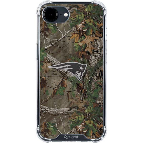 NFL New England Patriots Realtree Xtra Green Camo iPhone 16e Clear Case