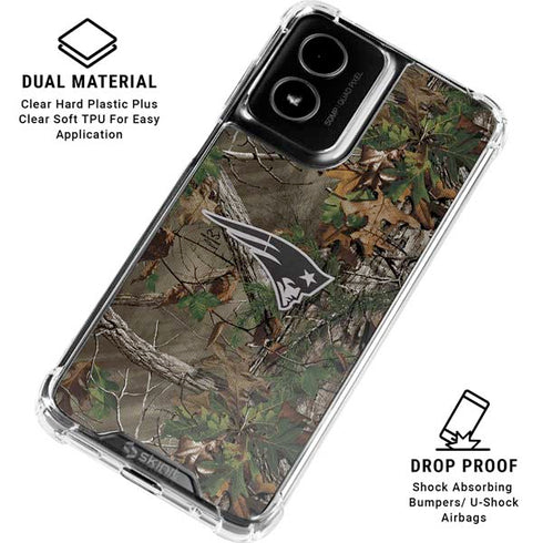 NFL New England Patriots Realtree Xtra Green Camo Moto G Power 5G (2024) Clear Case
