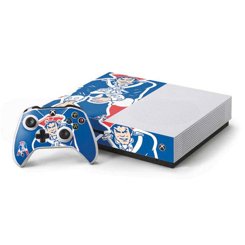 NFL New England Patriots Retro Logo Xbox One S Console and Controller Bundle Skin