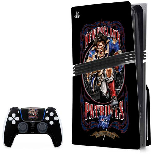 Liquid Blue NFL New England Patriots Running Back PS5 Pro Disk Bundle Skin