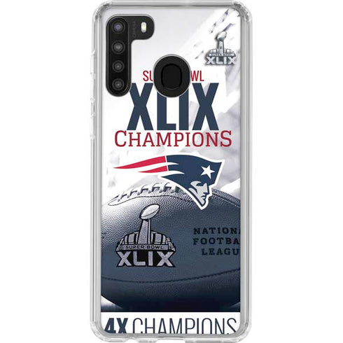 NFL New England Patriots Super Bowl Champs Galaxy A21 Clear Case