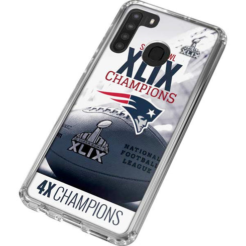 NFL New England Patriots Super Bowl Champs Galaxy A21 Clear Case