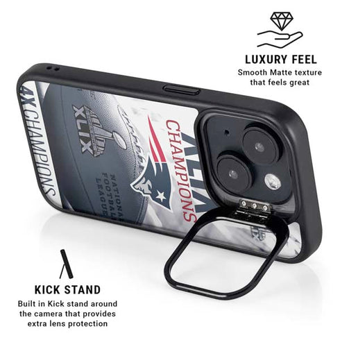 NFL New England Patriots Super Bowl Champs iPhone 15 Plus Kickstand Case