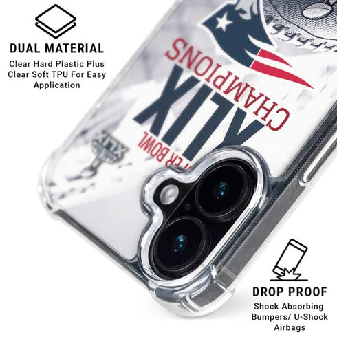 NFL New England Patriots Super Bowl Champs iPhone 16 Clear Case