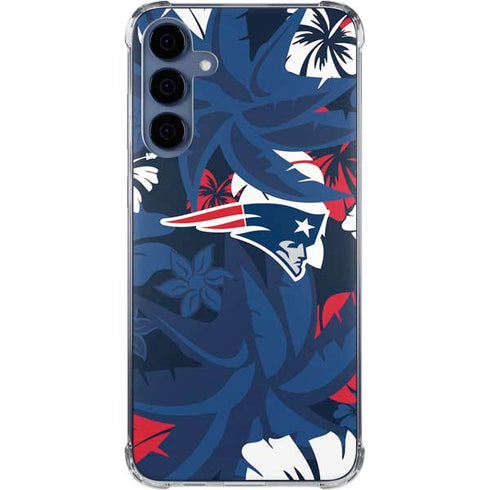 NFL New England Patriots Tropical Print Galaxy A35 5G Clear Case