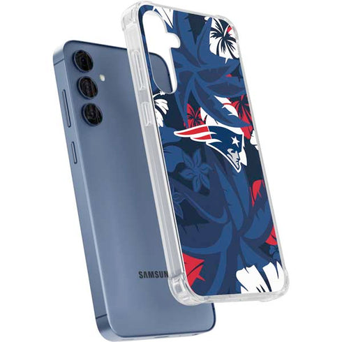 NFL New England Patriots Tropical Print Galaxy A35 5G Clear Case