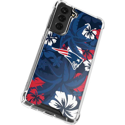 NFL New England Patriots Tropical Print Galaxy S22 Plus Clear Case