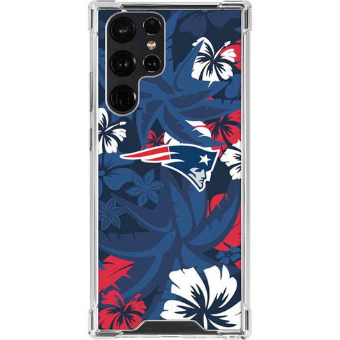 NFL New England Patriots Tropical Print Galaxy S23 Ultra Clear Case