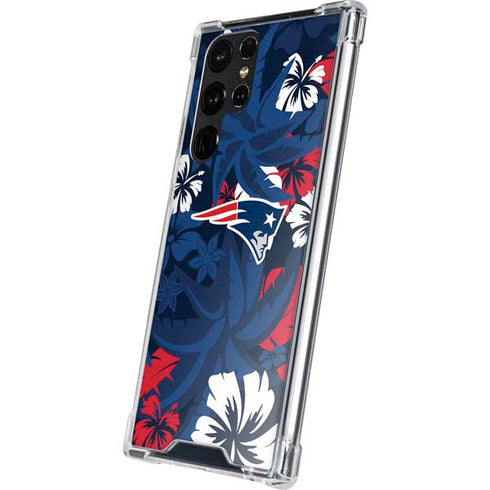NFL New England Patriots Tropical Print Galaxy S23 Ultra Clear Case