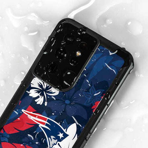 NFL New England Patriots Tropical Print Galaxy S24 Ultra Waterproof Case