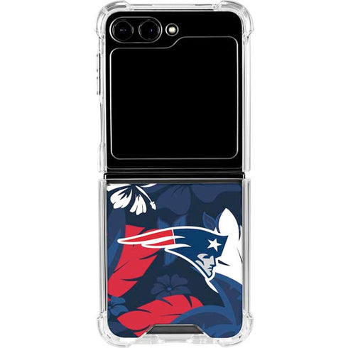 NFL New England Patriots Tropical Print Galaxy Z Flip6 Clear Case
