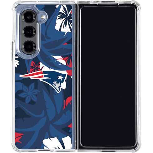 NFL New England Patriots Tropical Print Galaxy Z Fold5 5G Clear Case