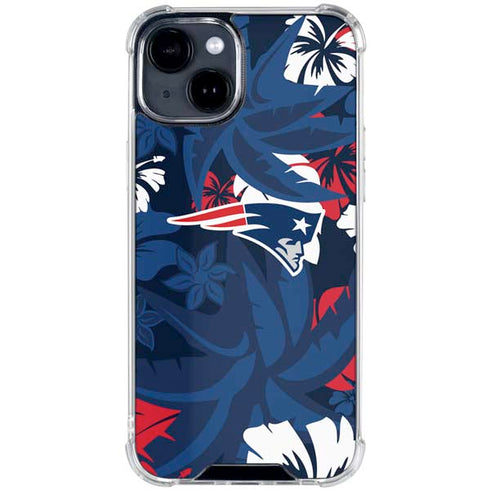 NFL New England Patriots Tropical Print iPhone 15 Clear Case