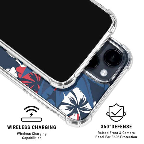 NFL New England Patriots Tropical Print iPhone 15 Clear Case