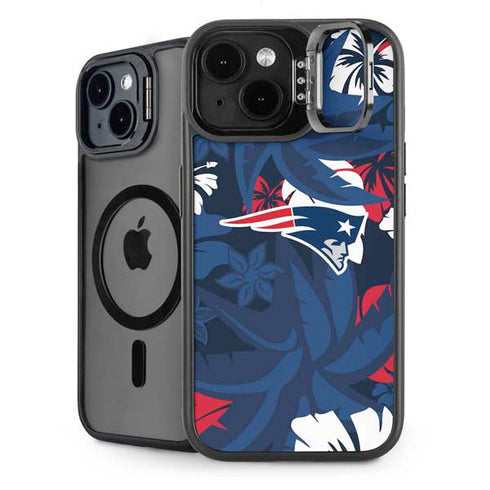 NFL New England Patriots Tropical Print iPhone 15 Plus Kickstand Case