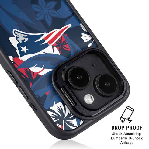 NFL New England Patriots Tropical Print iPhone 15 Plus Kickstand Case