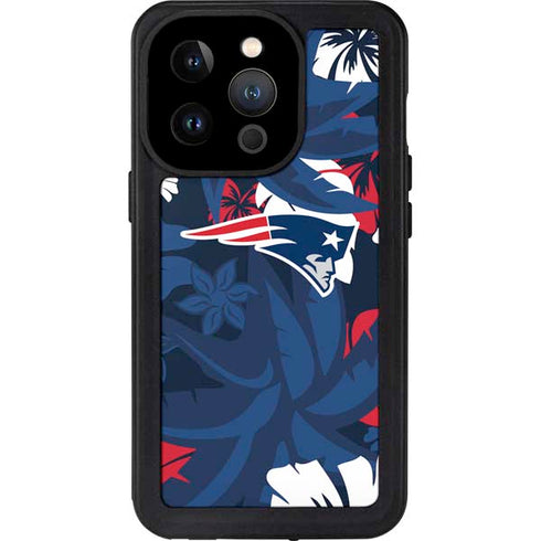 NFL New England Patriots Tropical Print iPhone 15 Pro Waterproof Case