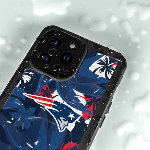 NFL New England Patriots Tropical Print iPhone 15 Pro Waterproof Case