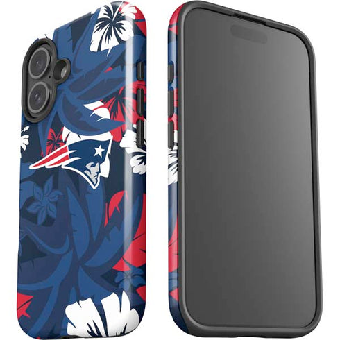 NFL New England Patriots Tropical Print iPhone 16 Impact Case