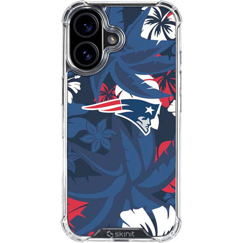 NFL New England Patriots Tropical Print iPhone 16 Plus Clear Case