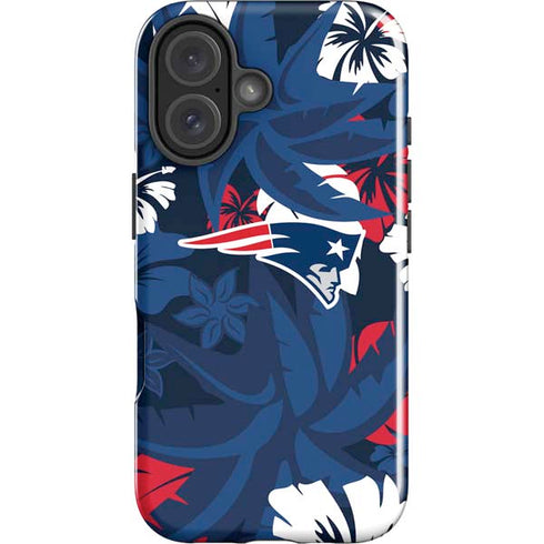 NFL New England Patriots Tropical Print iPhone 16 Plus Impact Case