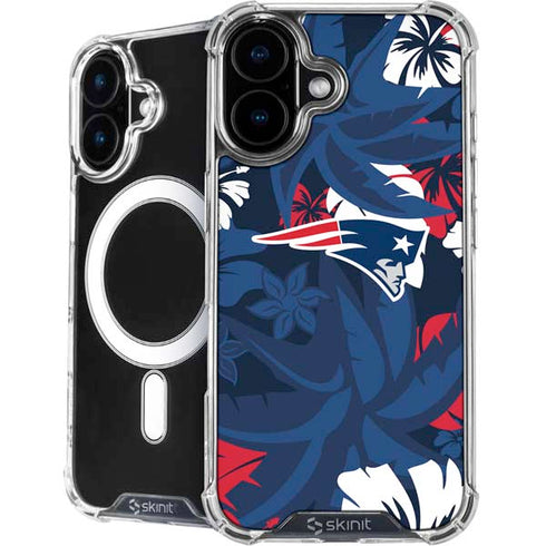 NFL New England Patriots Tropical Print iPhone 16 Plus MagSafe Case