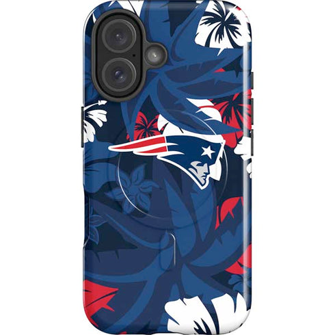 NFL New England Patriots Tropical Print iPhone 16 Plus Magsafe Impact Case