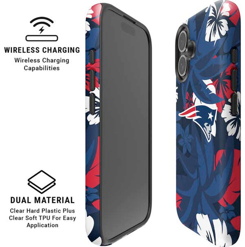 NFL New England Patriots Tropical Print iPhone 16 Plus Magsafe Impact Case