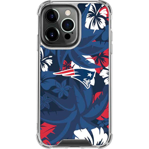 NFL New England Patriots Tropical Print iPhone 16 Pro Clear Case