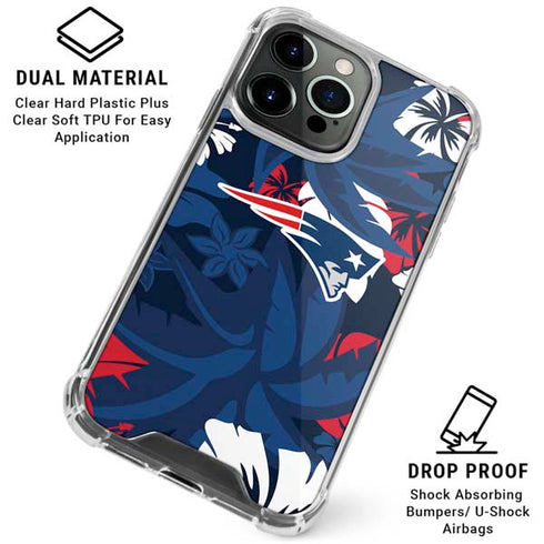 NFL New England Patriots Tropical Print iPhone 16 Pro Max Clear Case