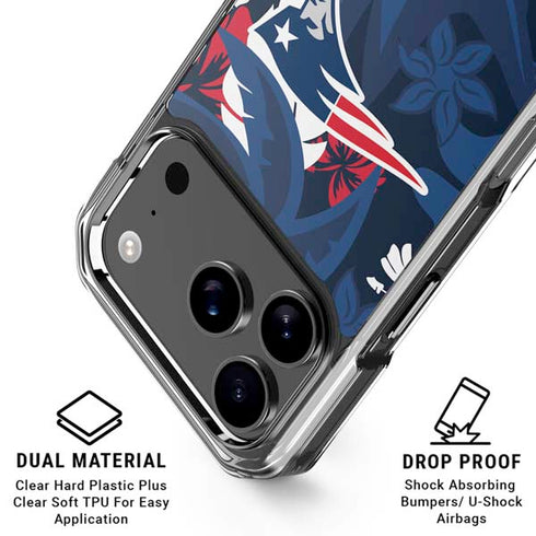 NFL New England Patriots Tropical Print iPhone 18 Pro Clear Case